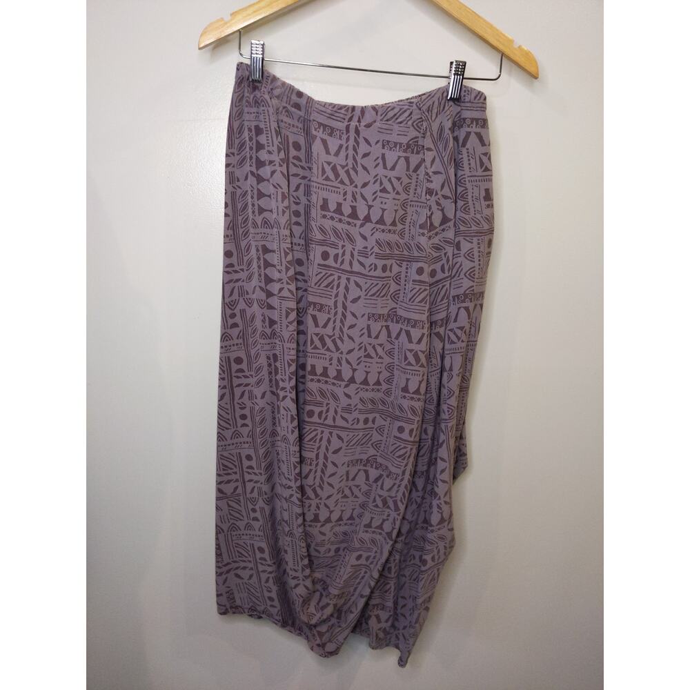 Click Color Me Cotton Mauve Tribal Print Bubble Hem Midi Skirt Small USA Boho